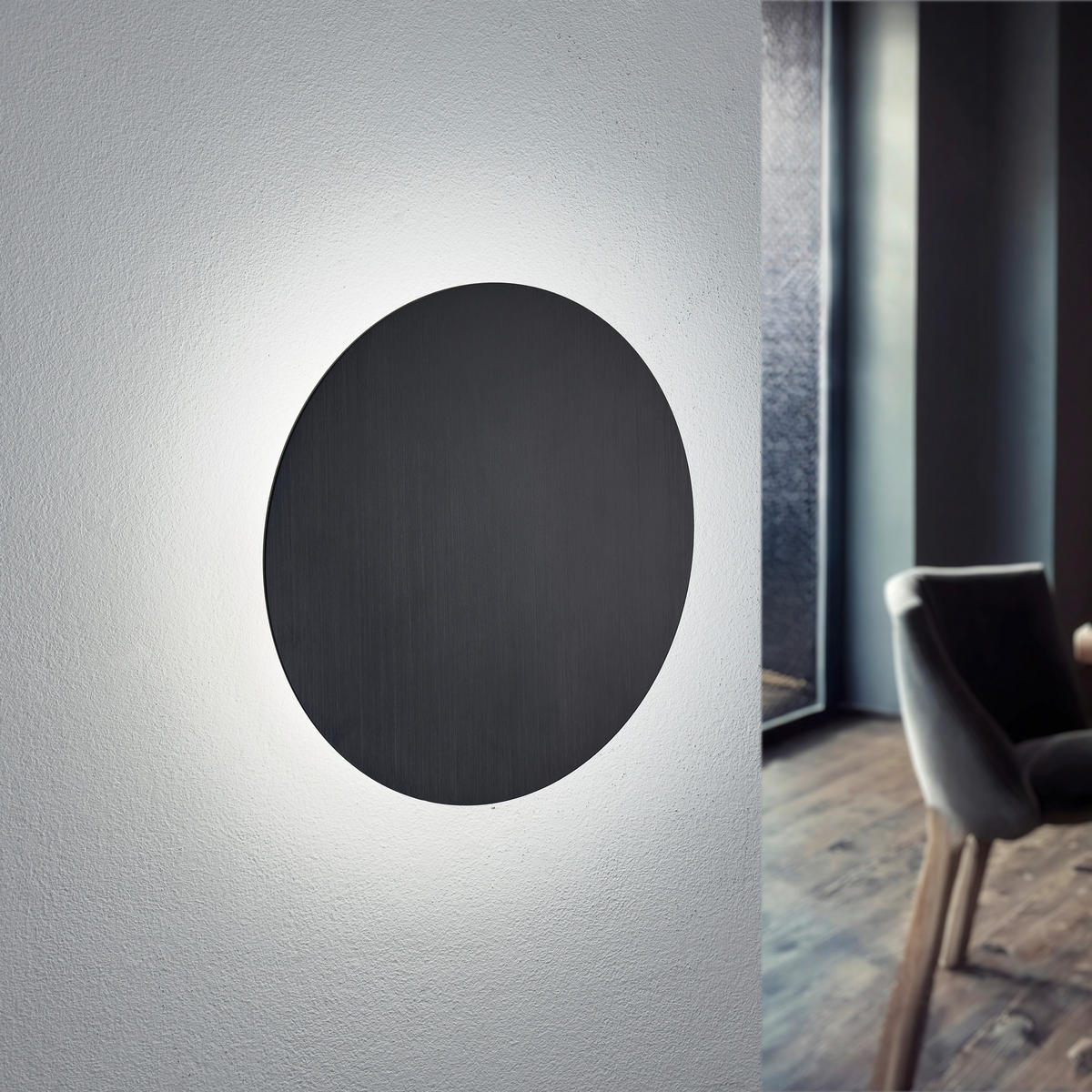 LED-WANDLEUCHTE Luna 25 cm  - Schwarz, KONVENTIONELL, Metall (25cm) - Ambiente
