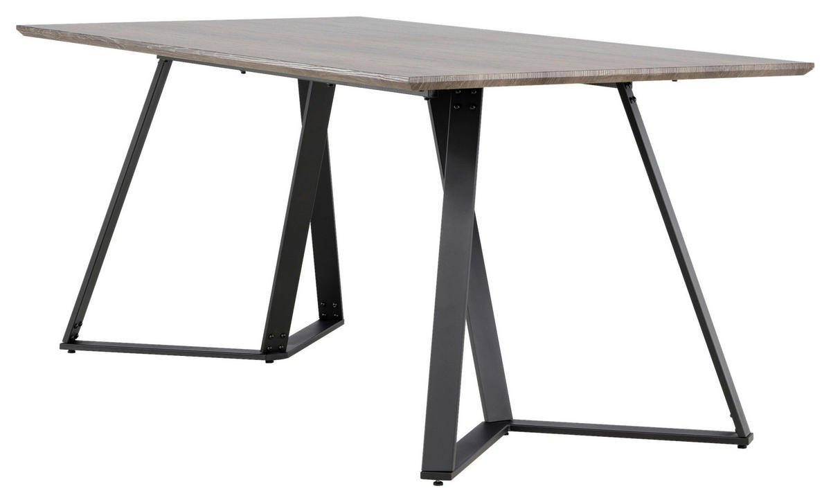ESSTISCH furniert rechteckig Grau, Schwarz  - Schwarz/Grau, Design, Holzwerkstoff/Metall (180/90/75cm) - Livetastic