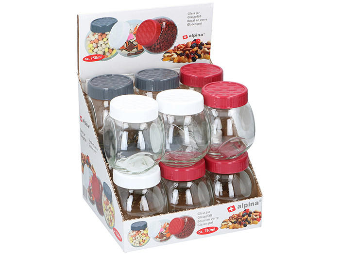 POSODA ZA SHRANJEVANJE   8,8/12,7/12,4 cm           - rdeča/siva, Basics, umetna masa/steklo (8,8/12,7/12,4cm) - Alpina 6287
