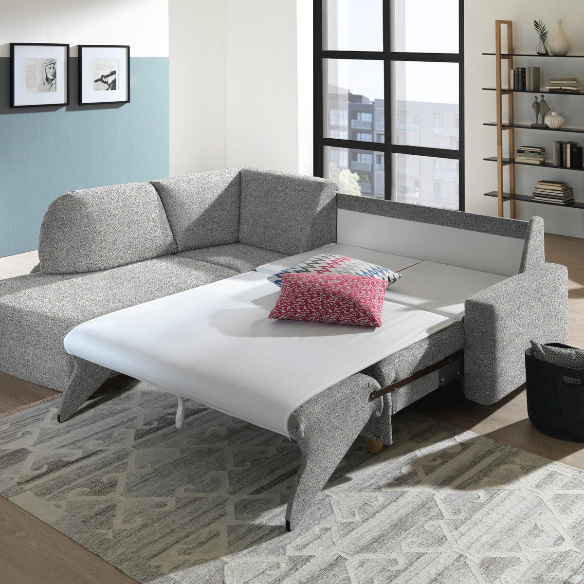 ECKSOFA  in Mikrovelours Naturfarben  208/227 cm  - Eichefarben/Rot, KONVENTIONELL, Holz/Textil (208/227cm) - Sedda