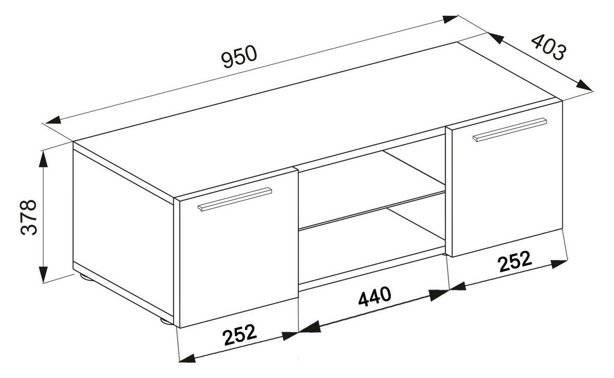 LOWBOARD  in 95/40/36 cm  - Alufarben/Sonoma Eiche, MODERN, Glas/Holzwerkstoff (95/40/36cm) - MID.YOU