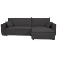 ECKSOFA inkl. Funktionen Dunkelgrau Cord  - Dunkelgrau/Schwarz, Design, Textil (267/141cm) - Xora