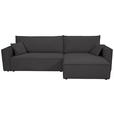 ECKSOFA inkl. Funktionen Dunkelgrau Cord  - Dunkelgrau/Schwarz, Design, Textil (267/141cm) - Xora