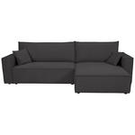 ECKSOFA inkl. Funktionen Dunkelgrau Cord  - Dunkelgrau/Schwarz, Design, Textil (267/141cm) - Xora