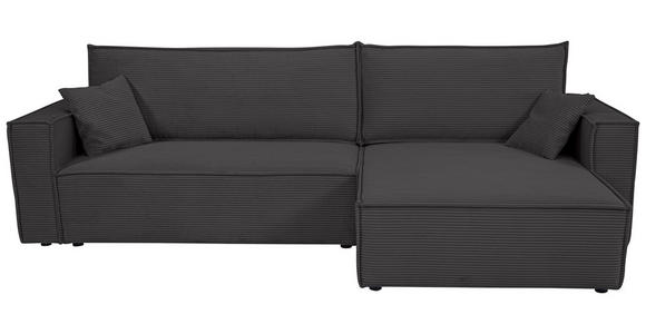 ECKSOFA inkl. Funktionen Dunkelgrau Cord  - Dunkelgrau/Schwarz, Design, Textil (267/141cm) - Xora