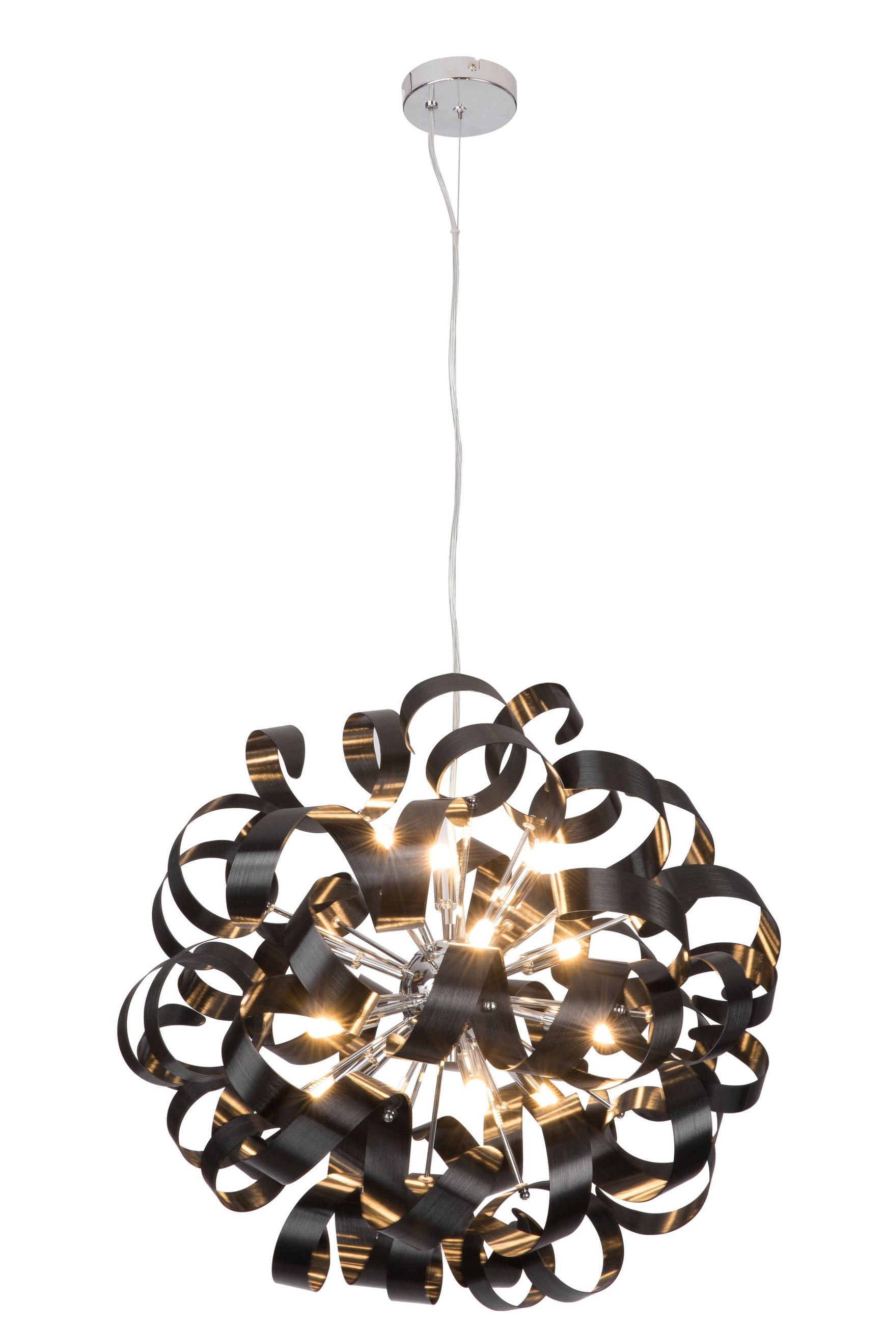 LED-HÄNGELEUCHTE Curly 60/330 cm   - Schwarz, Design, Metall (60/330cm)