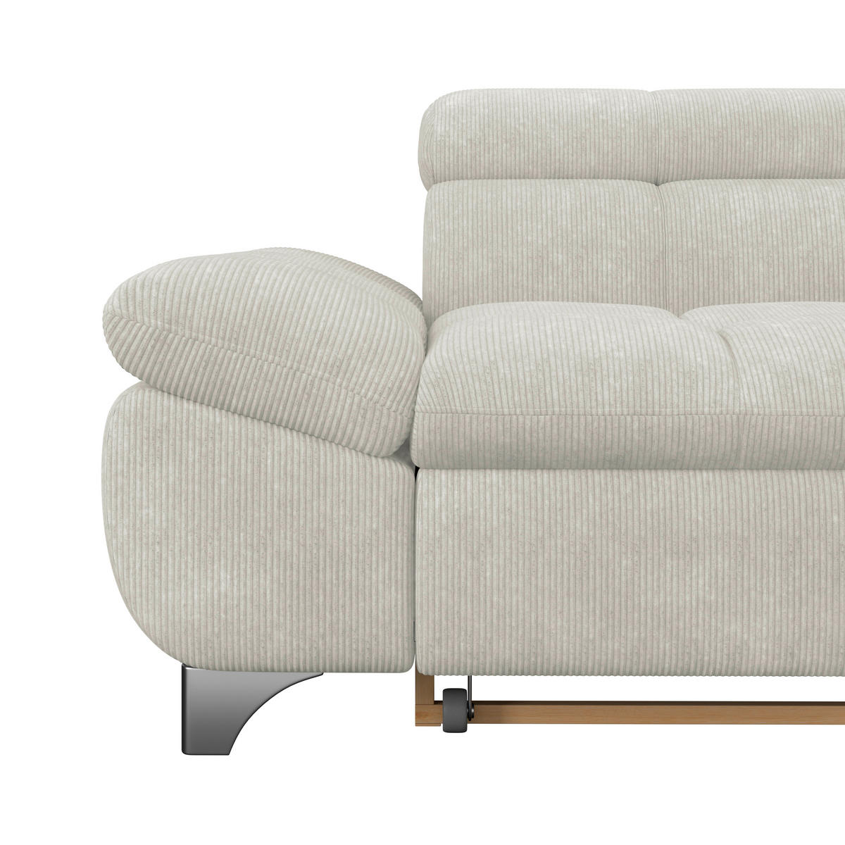 ECKSOFA Creme Chenille  - Chromfarben/Creme, KONVENTIONELL, Textil/Metall (312/234cm) - Livetastic