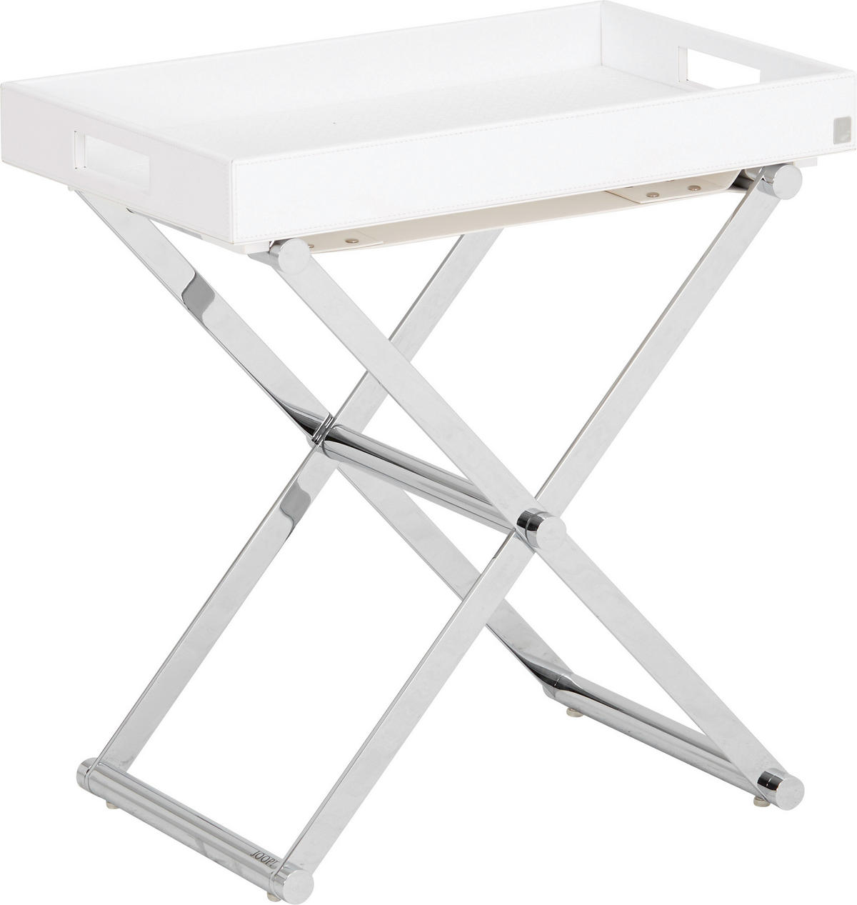 BEISTELLTISCH 52/32/50 cm Weiß, Chromfarben rechteckig  - Chromfarben/Weiß, Basics, Textil/Metall (52/32/50cm) - Joop!