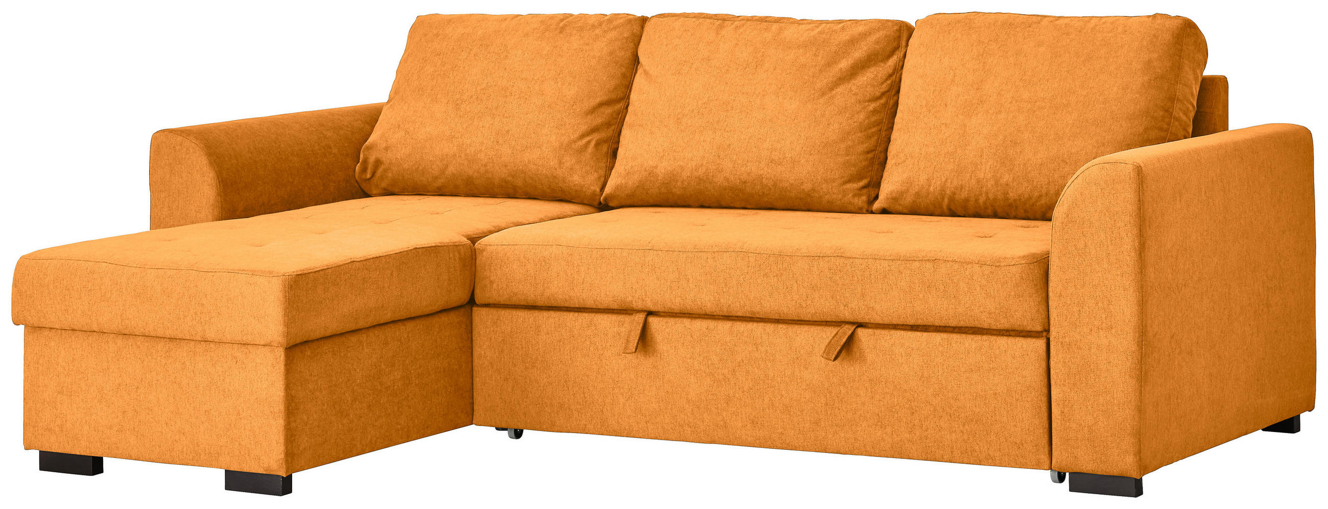 WOHNLANDSCHAFT inkl.Funktionen Orange Webstoff - Schwarz/Orange, Design, Kunststoff/Textil (155/243cm) - Xora