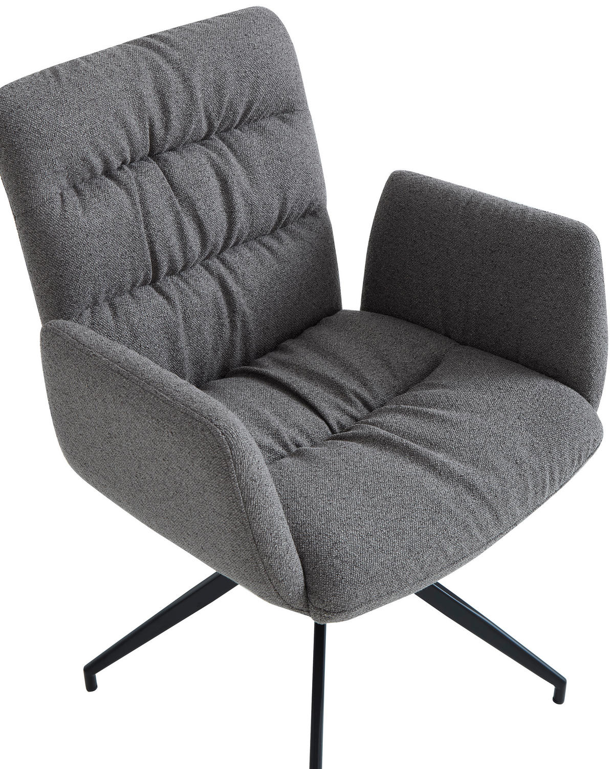 ARMLEHNSTUHL  Sitzfläche 360° drehbar Leinenoptik  Schwarz, Cappuccino  - Schwarz/Cappuccino, Design, Textil/Metall (62/86/65cm) - Dieter Knoll