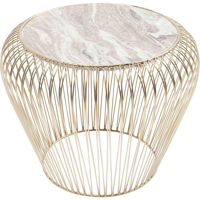 BEISTELLTISCH 43/43/35 cm Creme, Grau, Messingfarben rund - Messingfarben/Creme, Trend, Stein/Metall (43/43/35cm) - Kare-Design