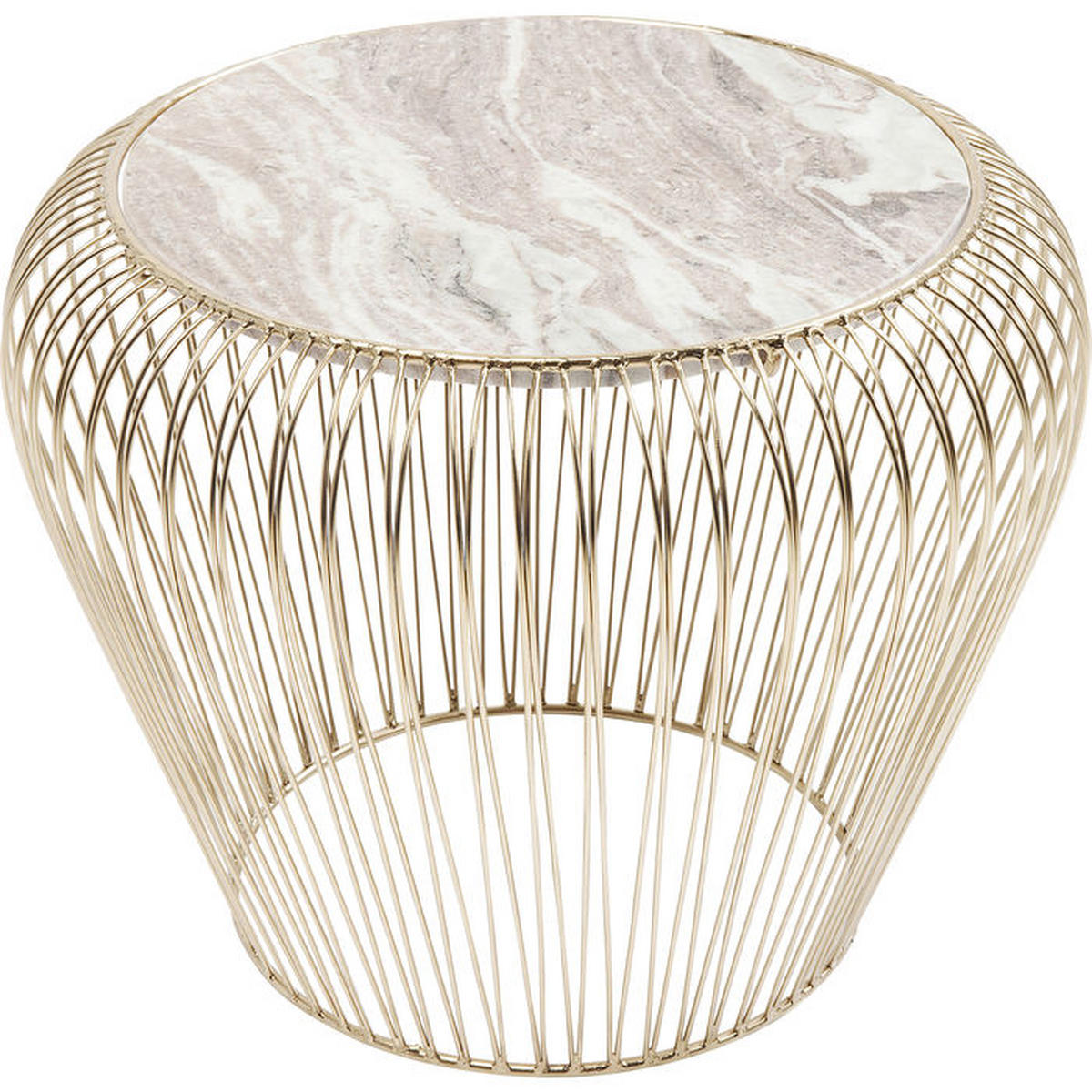 BEISTELLTISCH in Metall 43/43/35 cm  - Messingfarben/Creme, Trend, Stein/Metall (43/43/35cm) - Kare-Design
