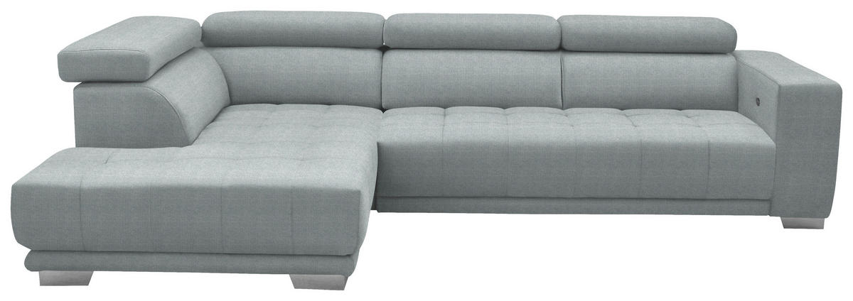 ECKSOFA in Mikrofaser Platinfarben  - Platinfarben/Chromfarben, Design, Textil/Metall (207/301cm) - Xora
