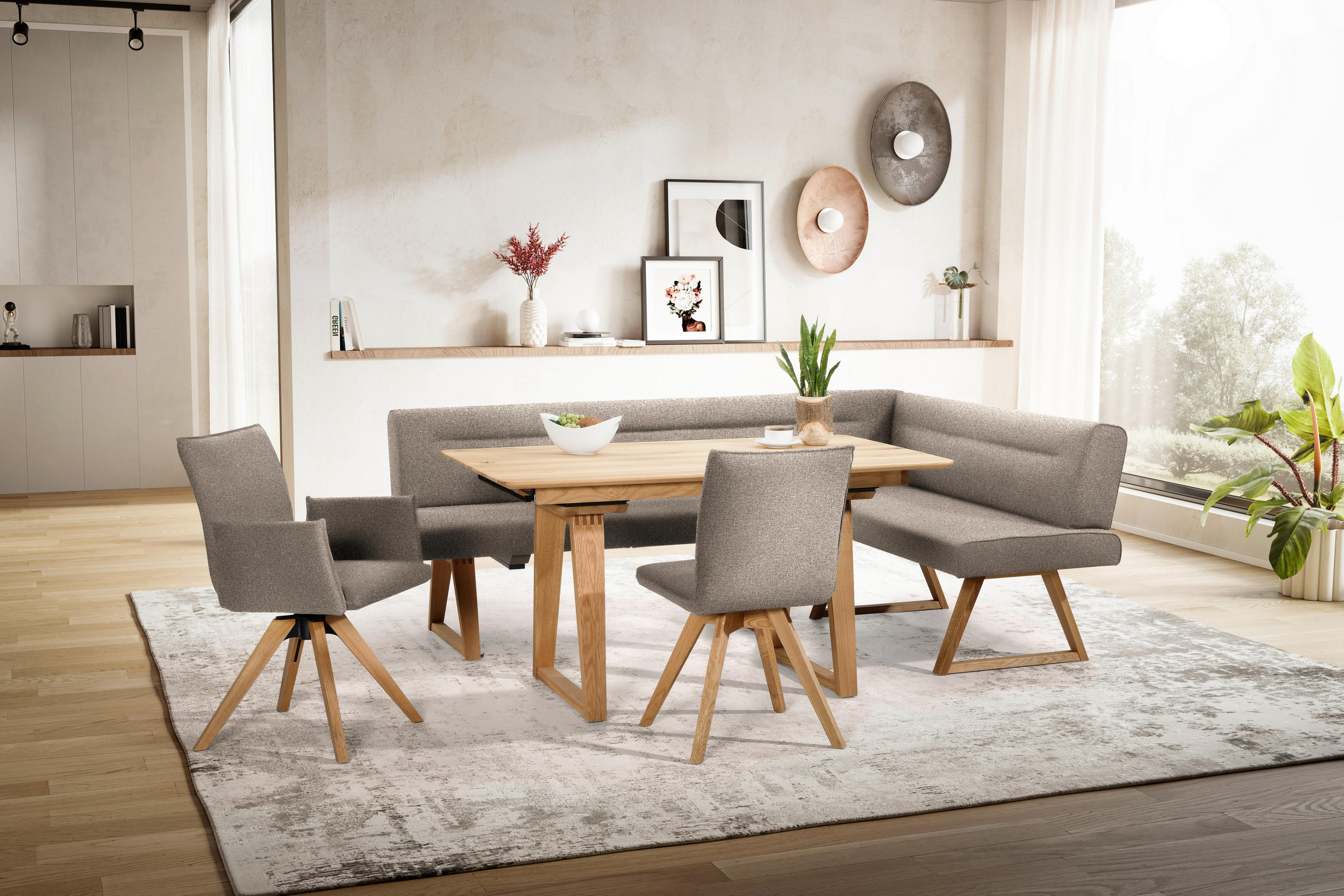ECKBANK 230/170 cm  in Eichefarben, Hellbraun  - Hellbraun/Eichefarben, KONVENTIONELL, Holz/Textil (230/170cm) - Moderano