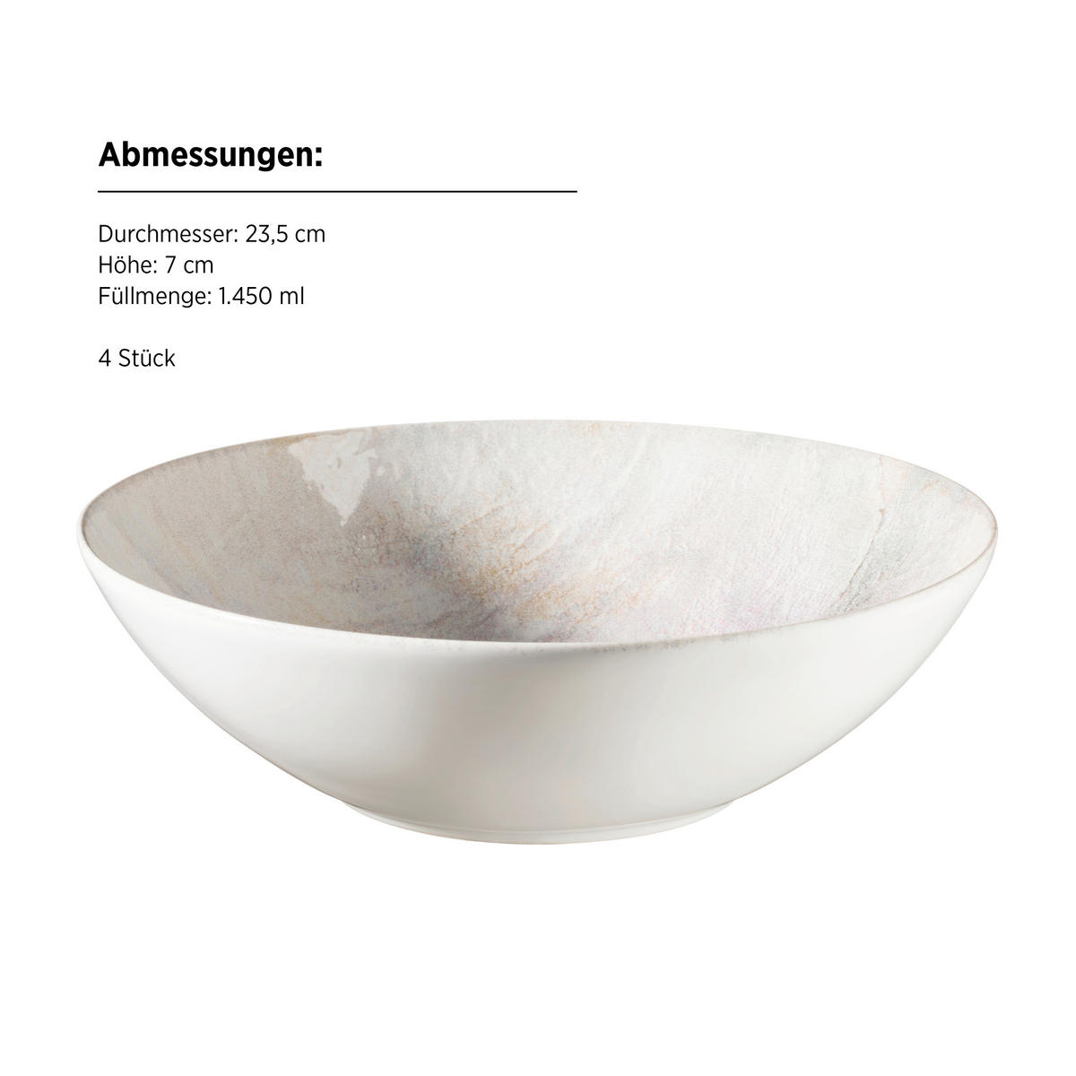 SCHÜSSELSET AQUARELLIA LILA 4-teilig  - Lila/Weiß, Basics, Keramik (23,5/7cm) - Mäser