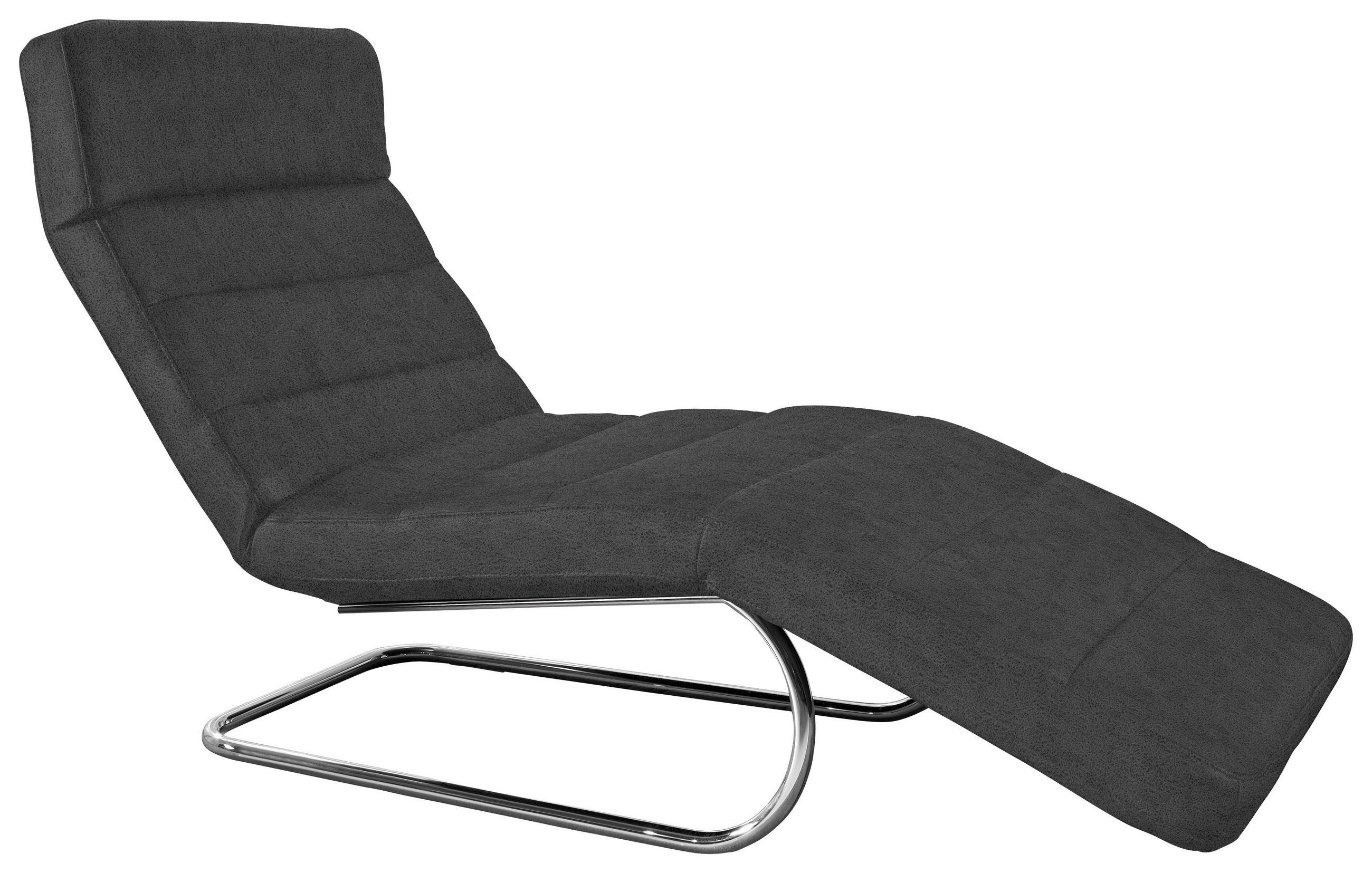 RELAXLIEGE in Mikrofaser Anthrazit  - Chromfarben/Anthrazit, Design, Textil/Metall (65/91/170cm) - Chilliano