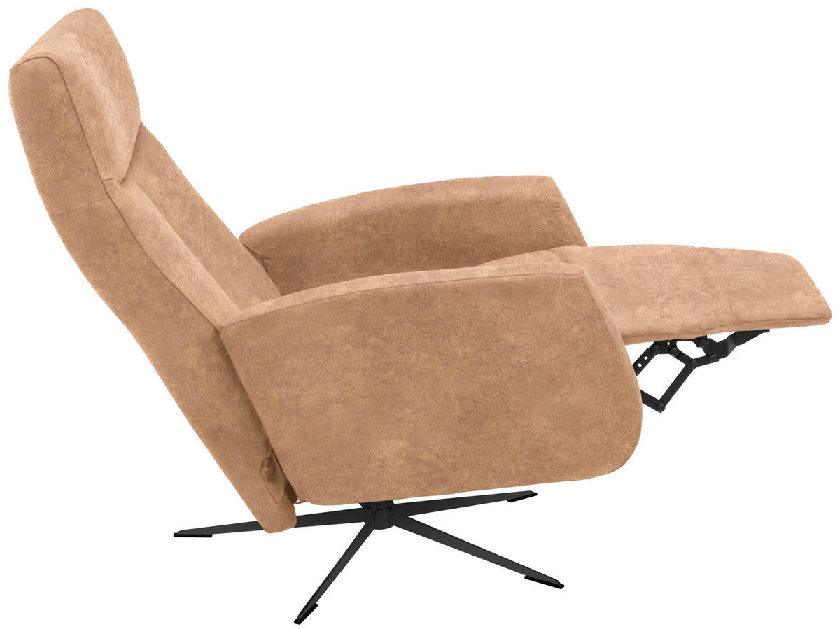 RELAXSESSEL in Textil Hellbraun  - Hellbraun/Schwarz, Design, Textil/Metall (73/105/82cm) - Welnova