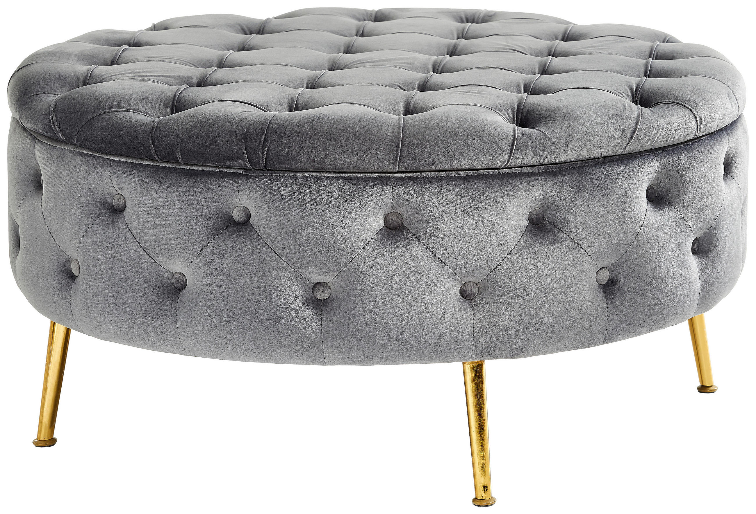 HOCKER Samt Grau, Goldfarben  - Goldfarben/Grau, Trend, Textil/Metall (90/44/90cm) - Xora