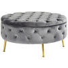 HOCKER Samt Grau, Goldfarben  - Goldfarben/Grau, Trend, Textil/Metall (90/44/90cm) - Xora