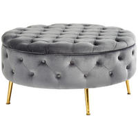 HOCKER Samt Grau, Goldfarben  - Goldfarben/Grau, Trend, Textil/Metall (90/44/90cm) - Xora