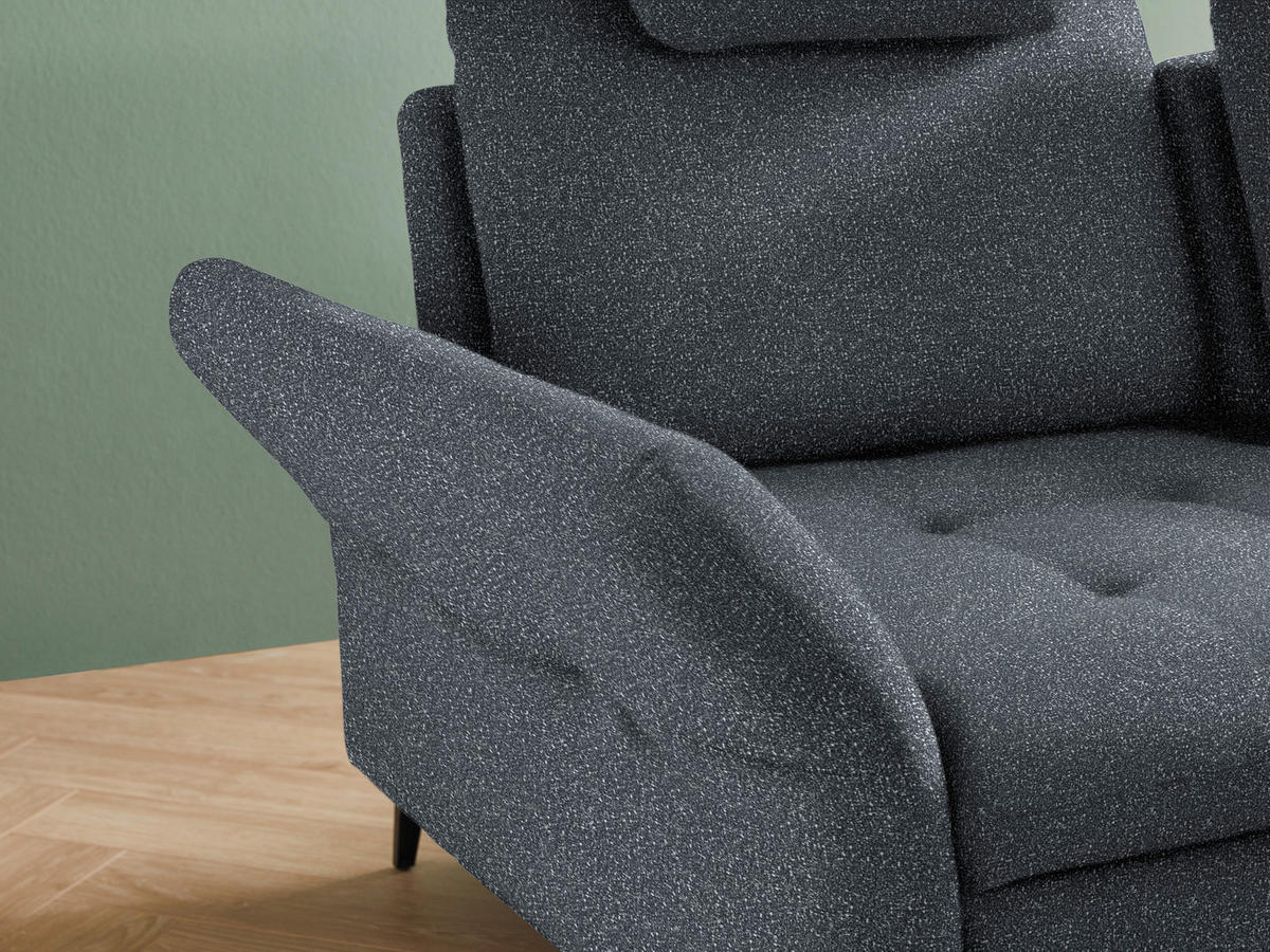ECKSOFA in Bouclé Dunkelgrau  - Dunkelgrau/Schwarz, Natur, Textil/Metall (288/233cm) - Valnatura