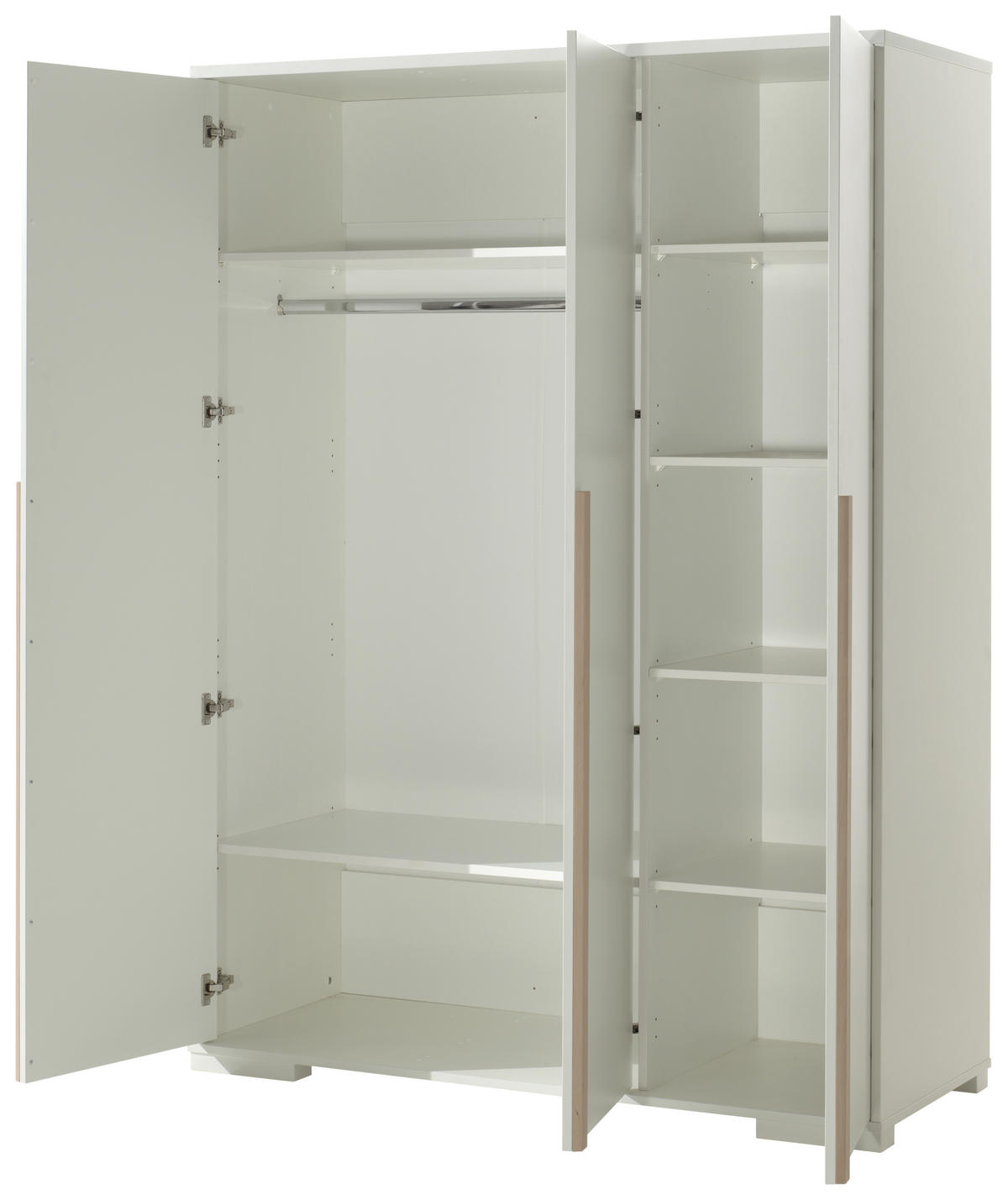DREHTÜRENSCHRANK 3-türig Weiß  - Buchefarben/Weiß, MODERN, Holz/Holzwerkstoff (145,6/195,2/56cm) - MID.YOU