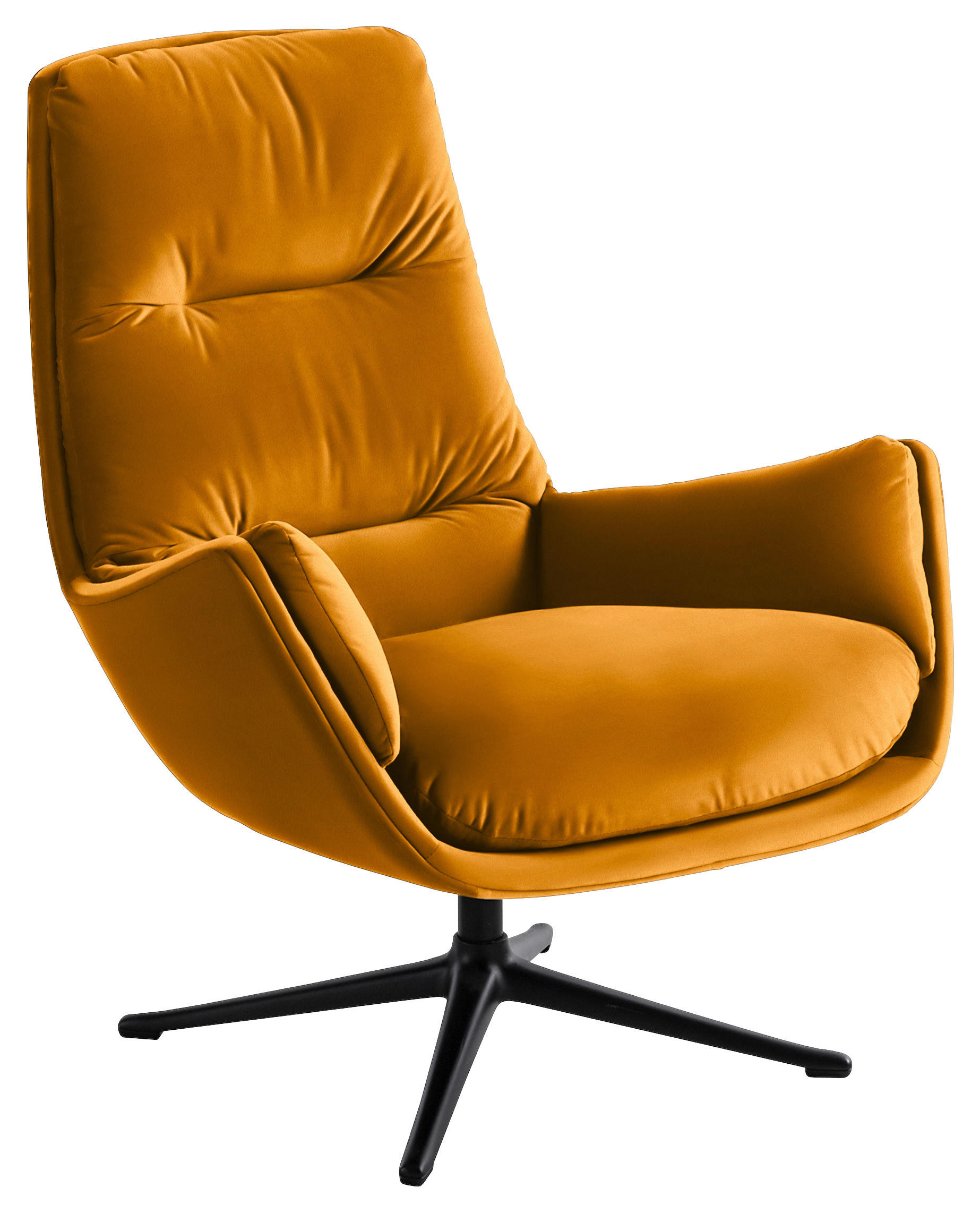 SESSEL in Samt Currygelb  - Currygelb/Schwarz, Design, Textil/Metall (83/94/97cm) - home24