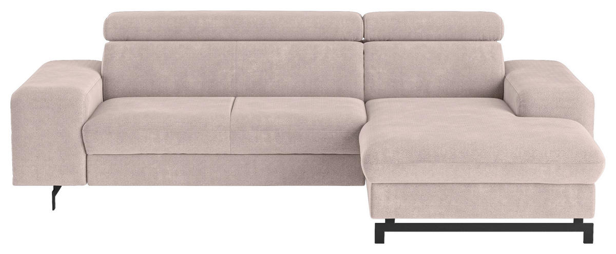 ECKSOFA in Chenille Creme  - Blau/Creme, Textil/Metall (267/165cm) - MID.YOU
