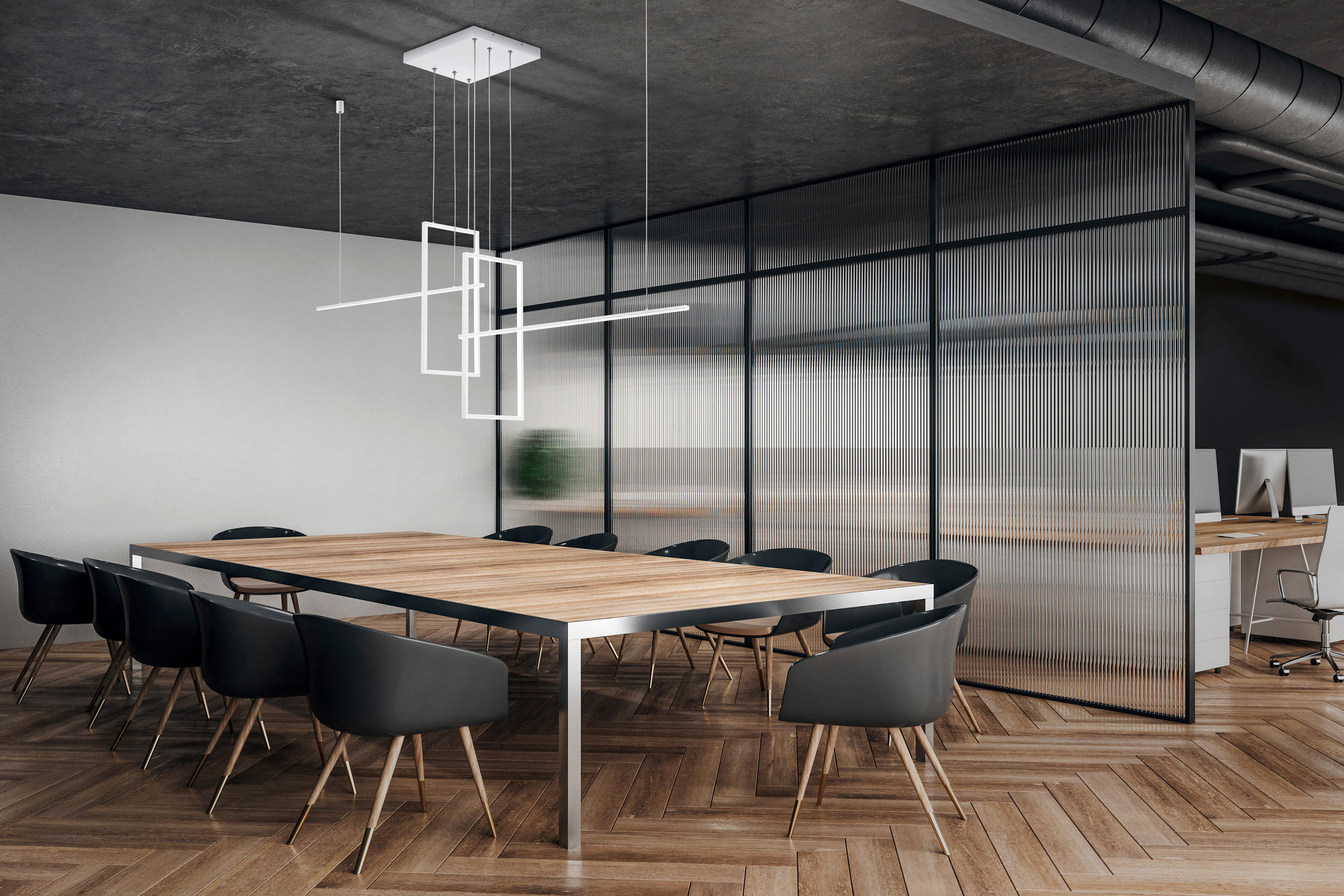 LED SVJETILJKA VISEĆA  - bijela, Design, metal (200/150/39cm)