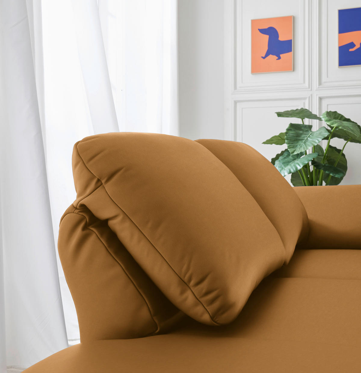 RÉCAMIERE in Echtleder Currygelb  - Chromfarben/Currygelb, Design, Leder/Metall (209/85-109/95-16cm) - Dieter Knoll