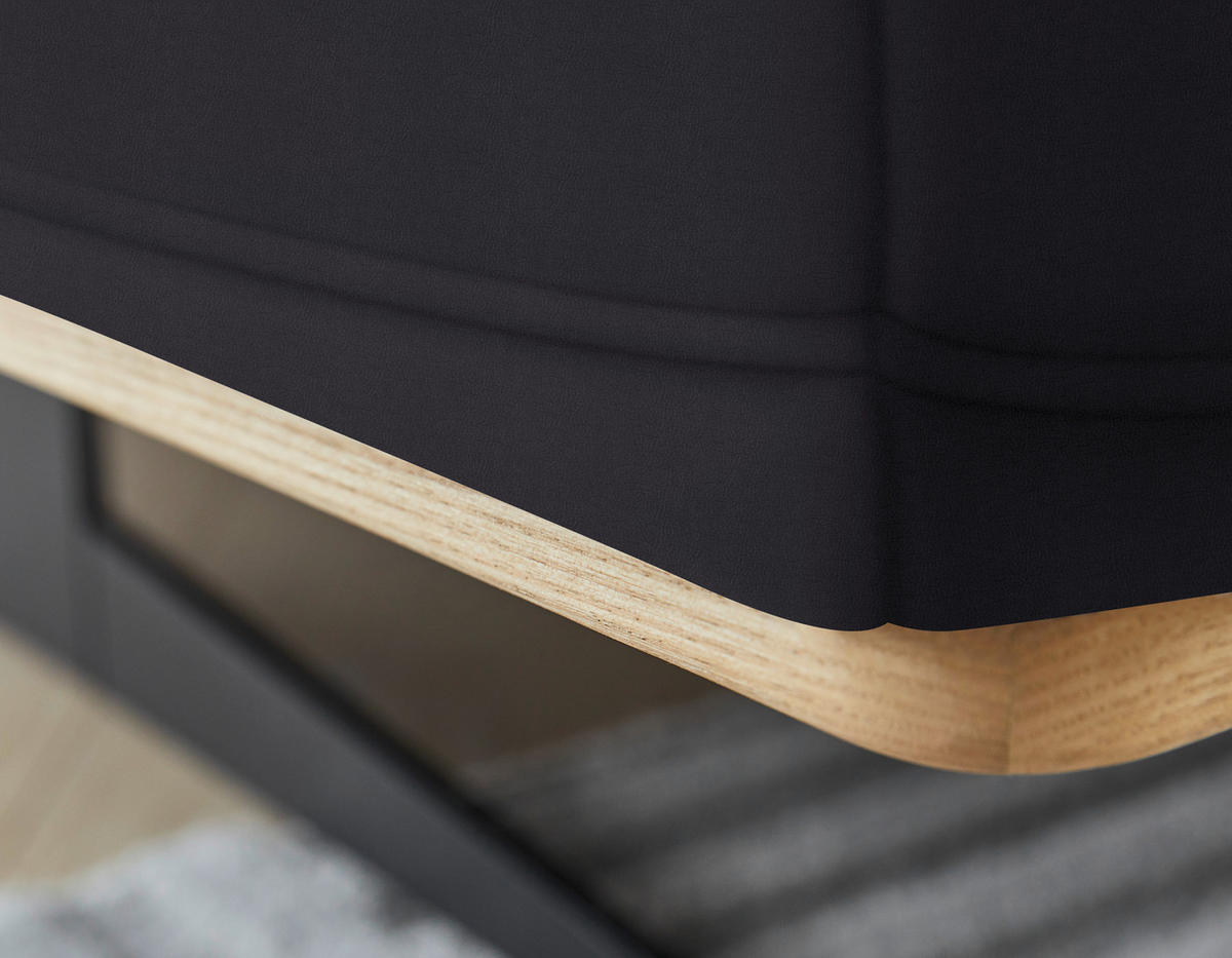 ECKSOFA in Echtleder Dunkelbraun  - Eichefarben/Dunkelbraun, Design, Leder/Holz (163/305cm) - Novel