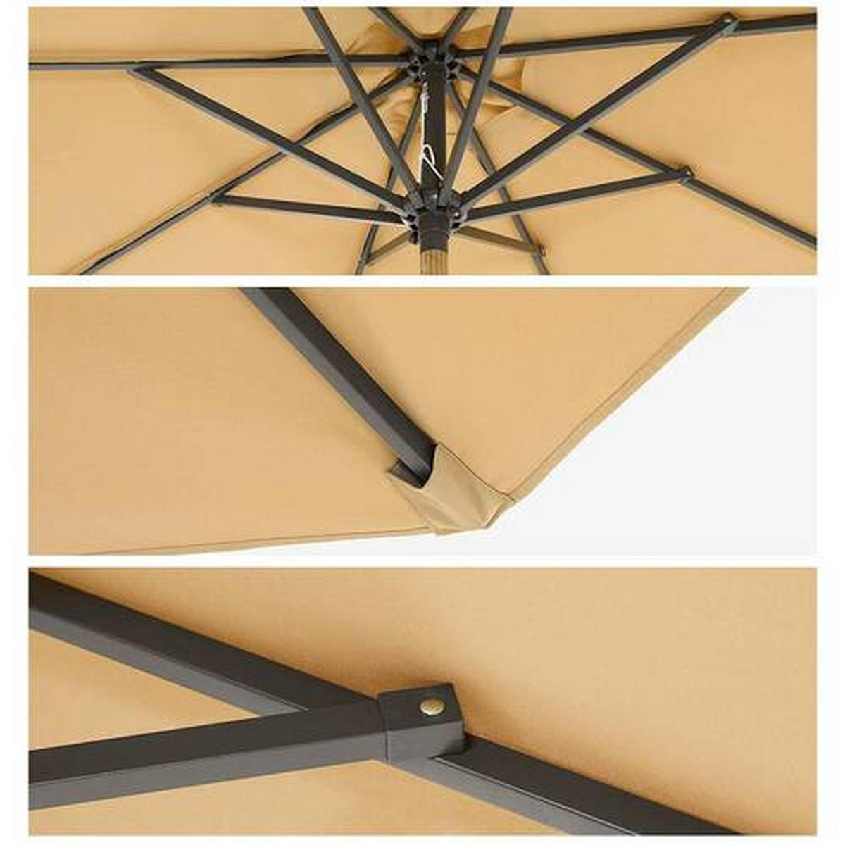 SONNENSCHIRM 270 cm Taupe  - Taupe/Schwarz, Basics, Textil/Metall (270/270cm) - Modante