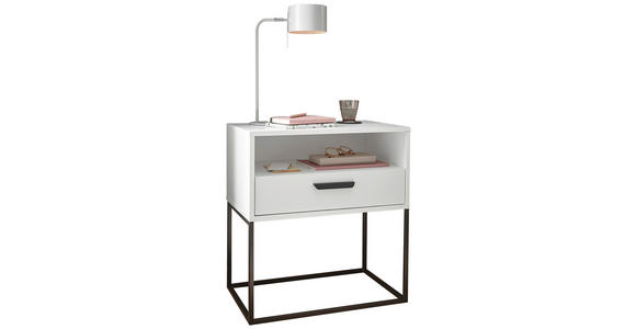 NACHTKÄSTCHEN 60/65/39 cm  in Weiß  - Schwarz/Weiß, Design, Holzwerkstoff/Kunststoff (60/65/39cm) - Carryhome