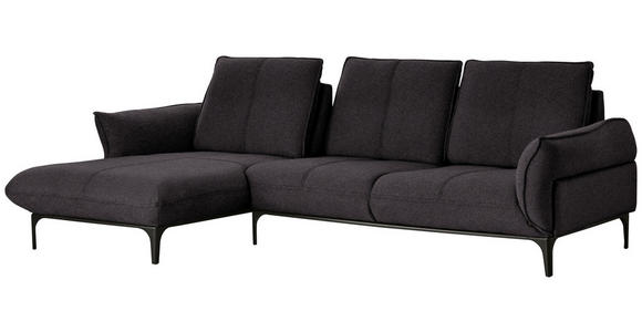 ECKSOFA in Webstoff Braun  - Schwarz/Braun, Natur, Textil (182/277cm) - Valnatura