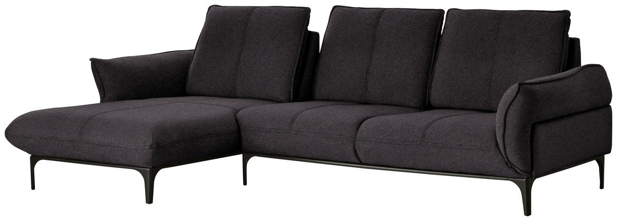 ECKSOFA in Webstoff Braun  - Schwarz/Braun, Natur, Textil (182/277cm) - Valnatura