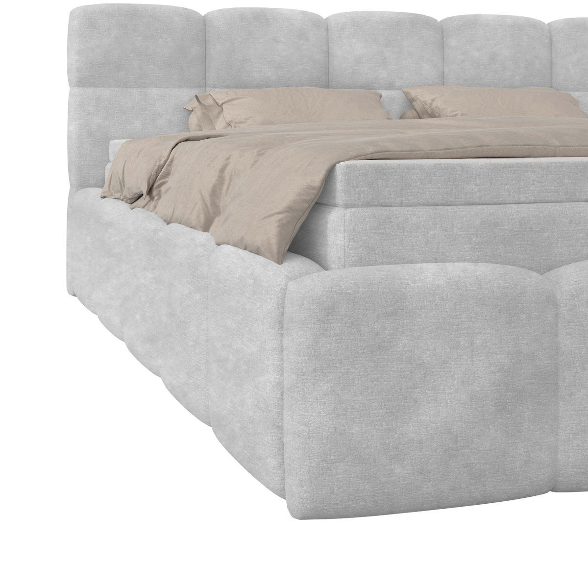 POLSTERBETT 160/200 cm,  in Hellgrau, Matratze, Bettkasten, H3 = fest  - Hellgrau/Schwarz, Trend, Kunststoff/Textil (160/200cm)