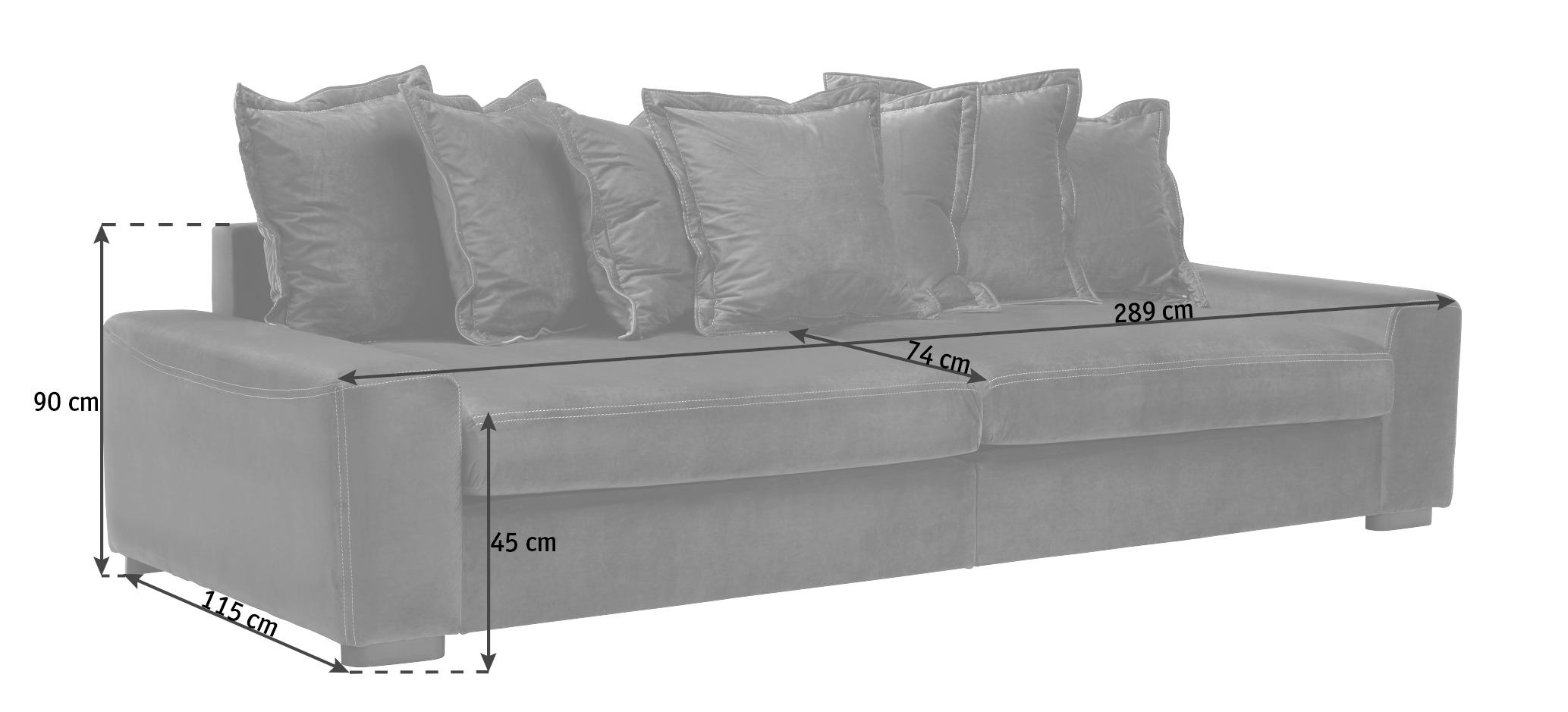 BIGSOFA Velours Gelb  - Wengefarben/Dunkelgrün, LIFESTYLE, Holz/Textil (289/90/115cm) - Carryhome