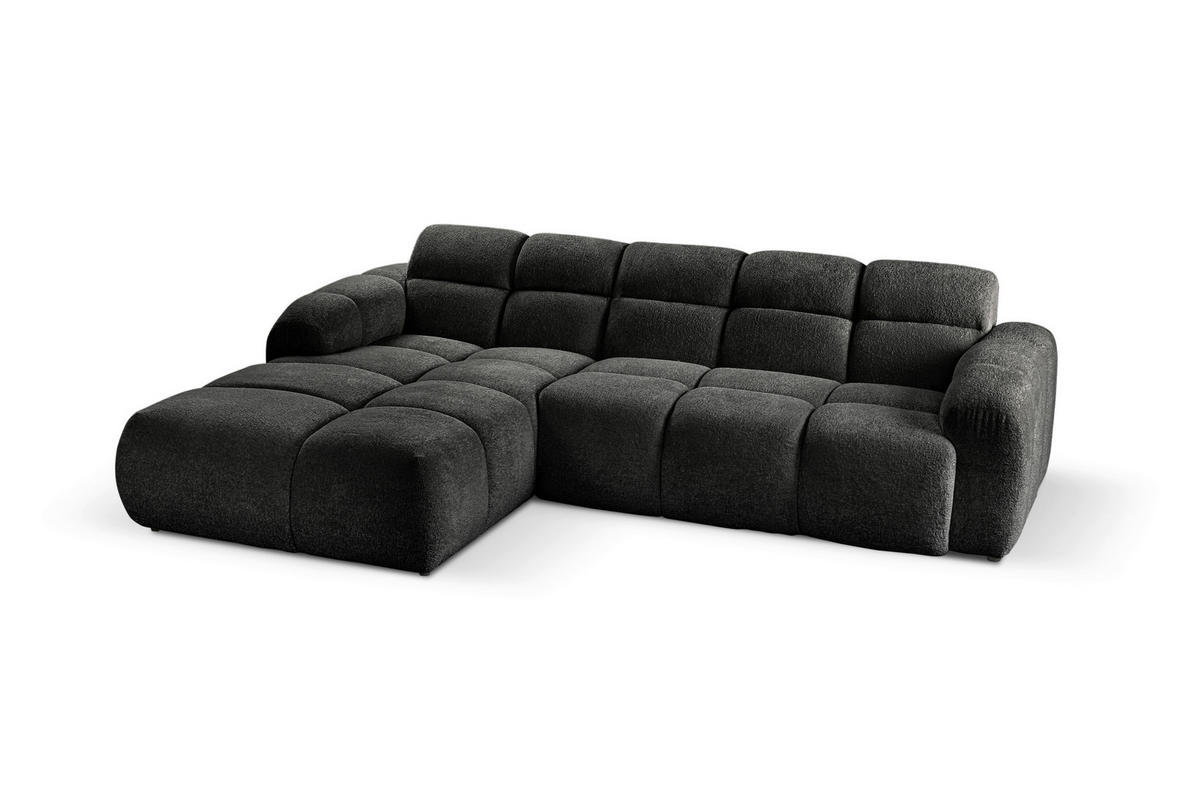 ECKSOFA VENTO in Struktur Dunkelgrau  175/255 cm  - Dunkelgrau/Schwarz, Design, Holz/Holzwerkstoff (175/255cm) - MID.YOU