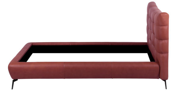 POLSTERBETT 180/200 cm,  in Kirschrot, gepolstertes Kopfteil,  - Schwarz/Kirschrot, Design, Leder/Metall (180/200cm) - Esposa