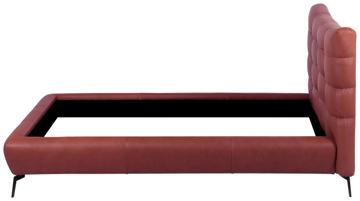 POLSTERBETT gepolstertes Kopfteil Kirschrot 180/200 cm  - Schwarz/Kirschrot, Design, Leder/Metall (180/200cm) - Esposa