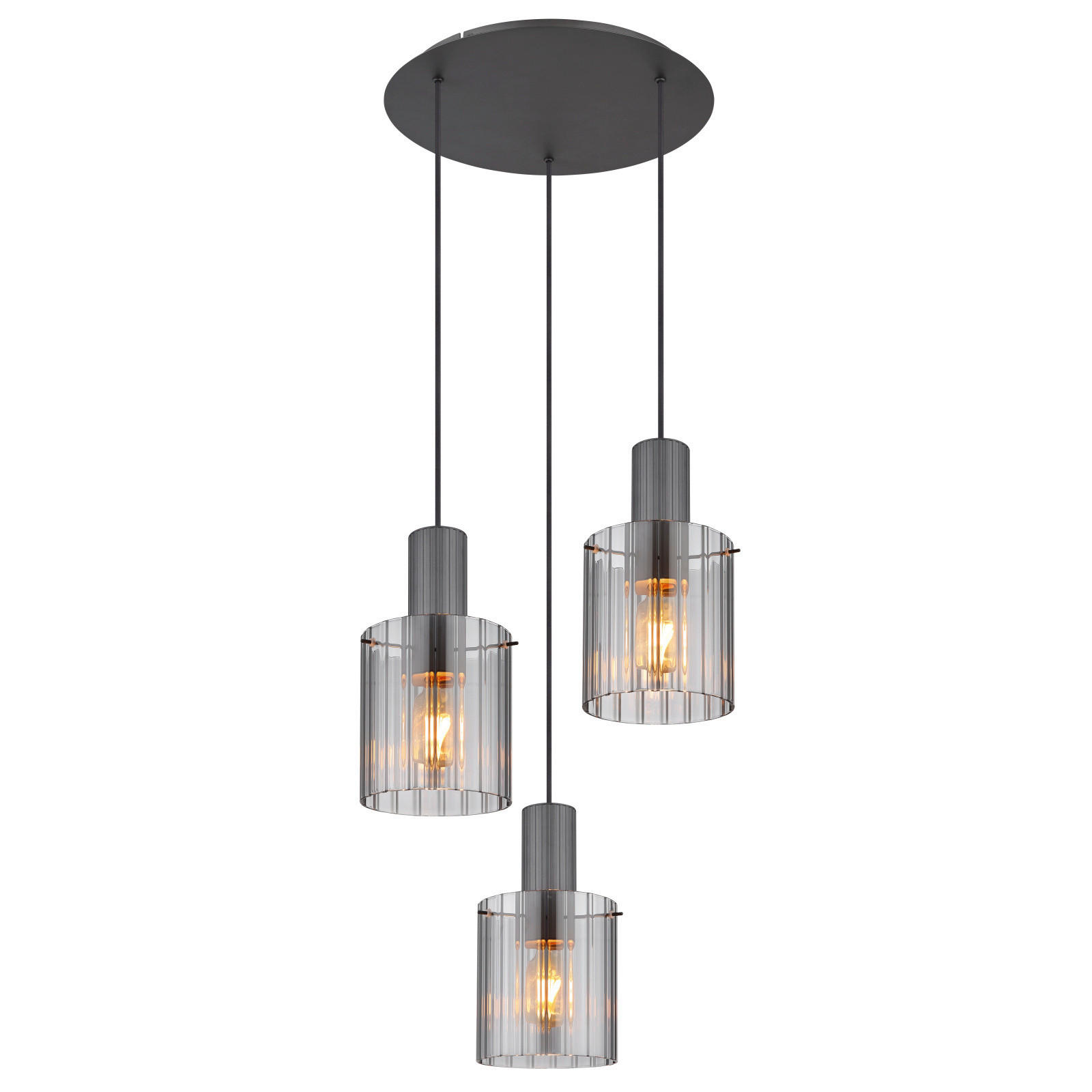 HÄNGELEUCHTE TULIVAR 48/150 cm  - Dunkelgrau, Design, Glas/Metall (48/150cm) - Globo