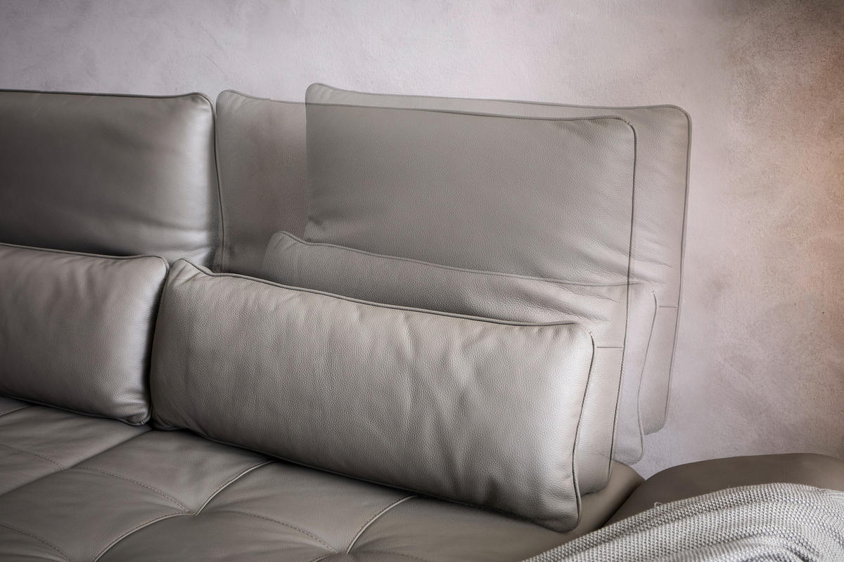 ECKSOFA Grau, Taupe Echtleder  - Taupe/Schwarz, Design, Leder/Kunststoff (312/104-128cm) - Celina Home