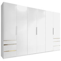 DREHTÜRENSCHRANK 300/236/58 cm,  in Weiß, 6 Tür(en)  - Chromfarben/Weiß, MODERN, Holzwerkstoff (300/236/58cm) - MID.YOU
