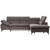 ECKSOFA in Mikrofaser Graubraun  279/210 cm  - Graubraun/Schwarz, Design, Kunststoff/Textil (279/210cm) - Stylife