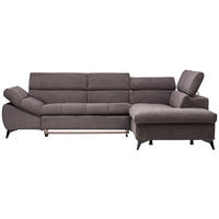 ECKSOFA Graubraun Mikrofaser  - Graubraun/Schwarz, Design, Kunststoff/Textil (279/210cm) - Stylife