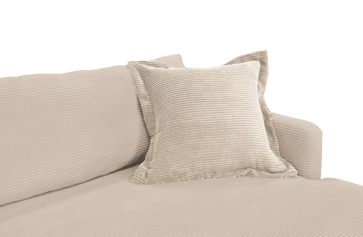 ECKSOFA in Cord Creme  - Creme/Schwarz, Design, Textil/Metall (268/193cm) - P & B
