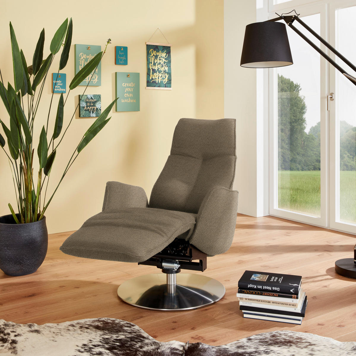 RELAXSESSEL in Textil Hellbraun  - Hellbraun/Anthrazit, Design, Textil/Metall (71/114/84cm) - Johann Jakob