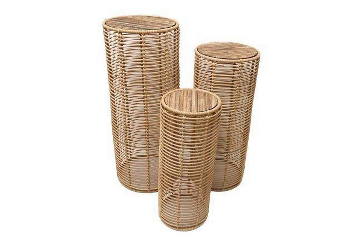 VIRÁGTARTÓ ÁLLVÁNY SZETT fa, fém   27/70/27 cm  - világosbarna, Basics, fa/fém (27/70/27cm)