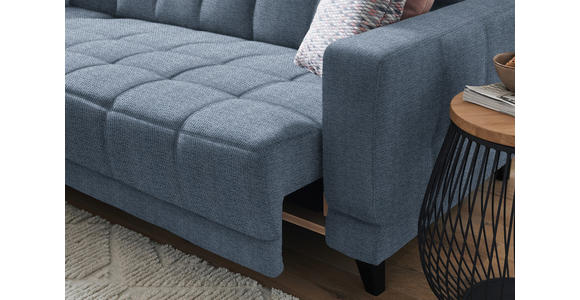 ECKSOFA in Webstoff Blau  216/302 cm  - Blau/Schwarz, Design, Textil/Metall (216/302cm) - Xora