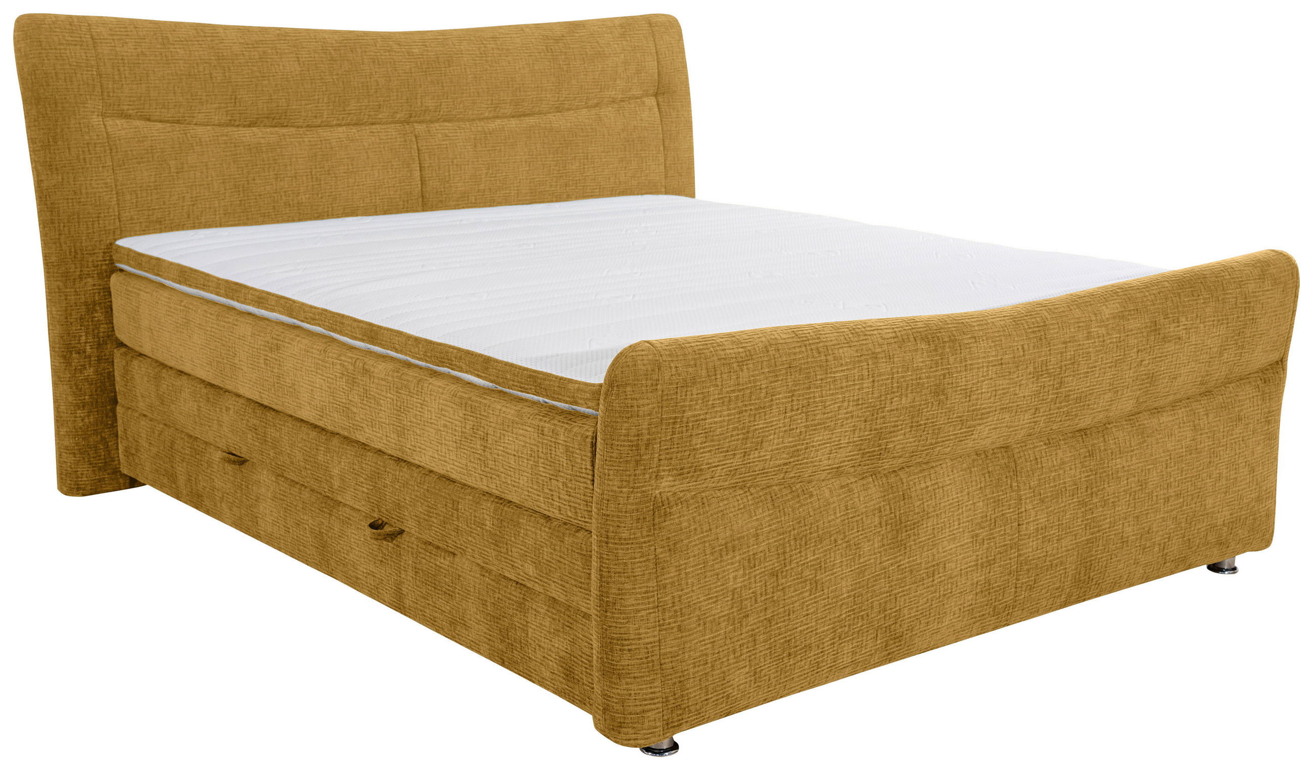 BOXSPRINGBETT 180/200 cm  in Senfgelb  - Chromfarben/Senfgelb, KONVENTIONELL, Textil/Metall (180/200cm) - Esposa